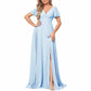 Chiffon Bridesmaid Dresses Long V Neck Formal Evening Gown with Slit