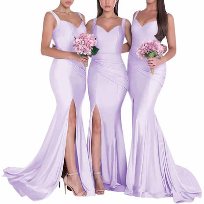 Mermaid Bridesmaid Dresses Long Satin Elegant Gowns