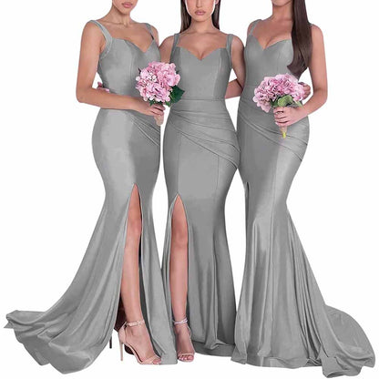 Mermaid Bridesmaid Dresses Long Satin Elegant Gowns