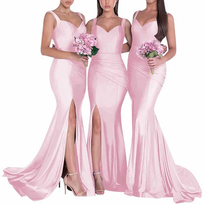Mermaid Bridesmaid Dresses Long Satin Elegant Gowns