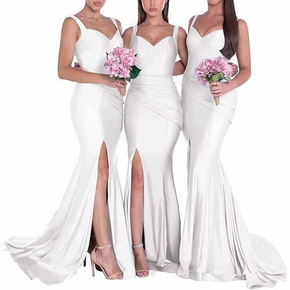 Mermaid Bridesmaid Dresses Long Satin Elegant Gowns