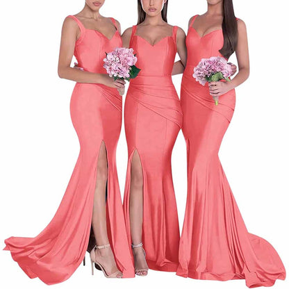 Mermaid Bridesmaid Dresses Long Satin Elegant Gowns