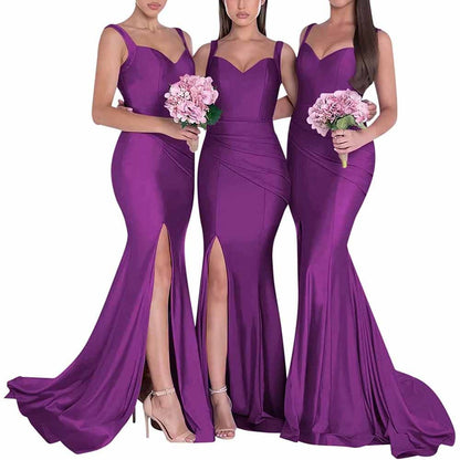 Mermaid Bridesmaid Dresses Long Satin Elegant Gowns