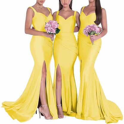 Mermaid Bridesmaid Dresses Long Satin Elegant Gowns