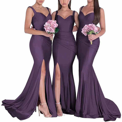 Mermaid Bridesmaid Dresses Long Satin Elegant Gowns