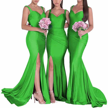 Mermaid Bridesmaid Dresses Long Satin Elegant Gowns