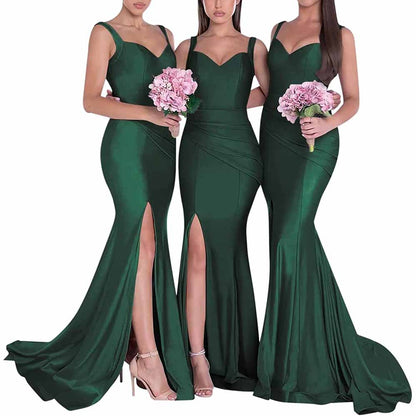 Mermaid Bridesmaid Dresses Long Satin Elegant Gowns