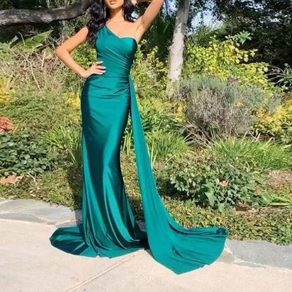 One Shoulder Bridesmaid Dresses Long Mermaid Prom Party Gowns Wedding Guest Dress