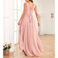 Chiffon Bridesmaid Dresses with Slit Ruffle Pleated Formal Prom Party Dress