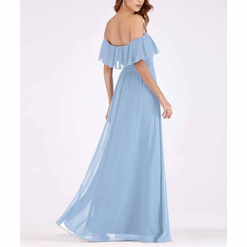 Off The Shoulder Bridesmaid Dresses Side Split Beach Maxi Formal Dress