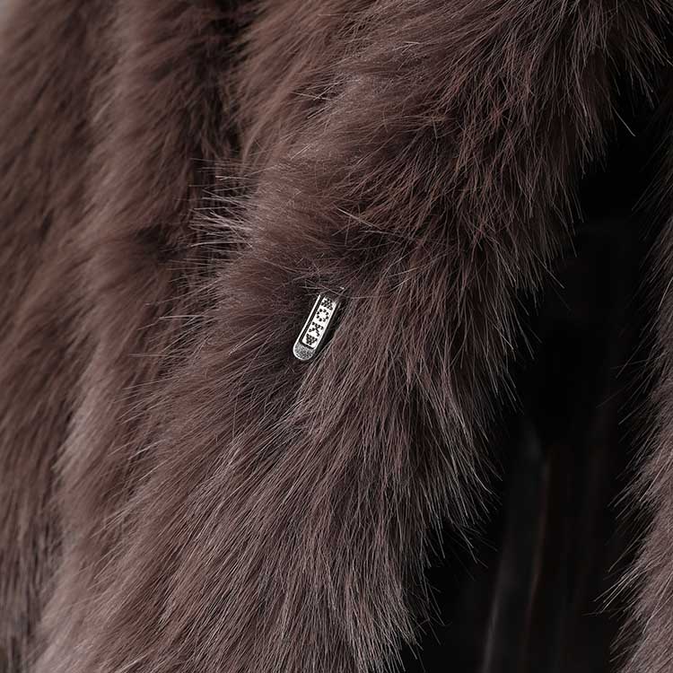 Close-up of brown faux fur short jacket with soft texture and stylish design from sd-hk