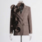 Retro 3D Rosette Embellished Lapel Collar Long Sleeve Blazer