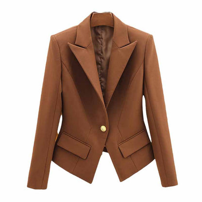Women's single-button blazer slim fit with Pocket in Camel Color