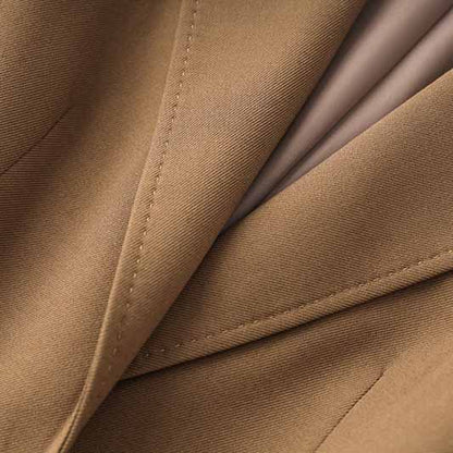 One Button Borwn Pantsuit Fitted Blazer + Mid-High Rise Trousers Pantsuit Suit Formal Wear