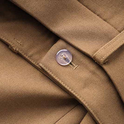 One Button Borwn Pantsuit Fitted Blazer + Mid-High Rise Trousers Pantsuit Suit Formal Wear