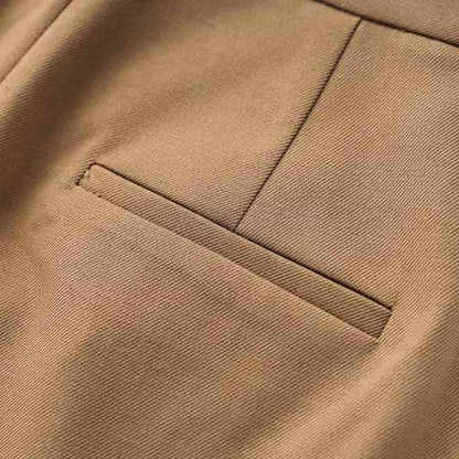 One Button Borwn Pantsuit Fitted Blazer + Mid-High Rise Trousers Pantsuit Suit Formal Wear