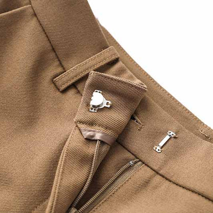 One Button Borwn Pantsuit Fitted Blazer + Mid-High Rise Trousers Pantsuit Suit Formal Wear