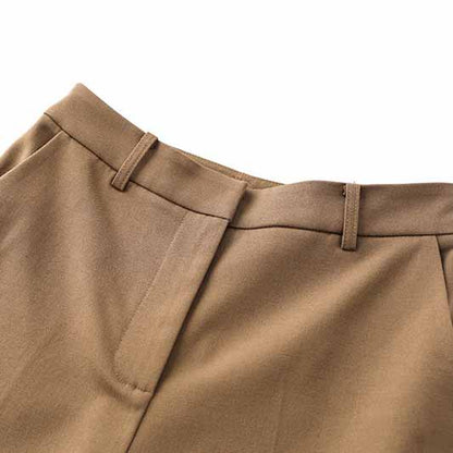 One Button Borwn Pantsuit Fitted Blazer + Mid-High Rise Trousers Pantsuit Suit Formal Wear