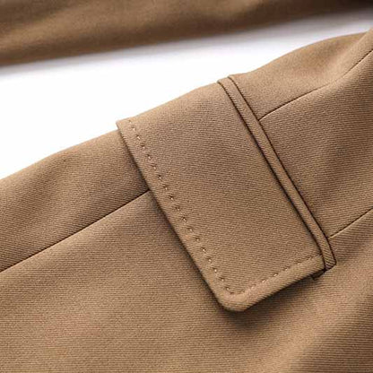 One Button Borwn Pantsuit Fitted Blazer + Mid-High Rise Trousers Pantsuit Suit Formal Wear