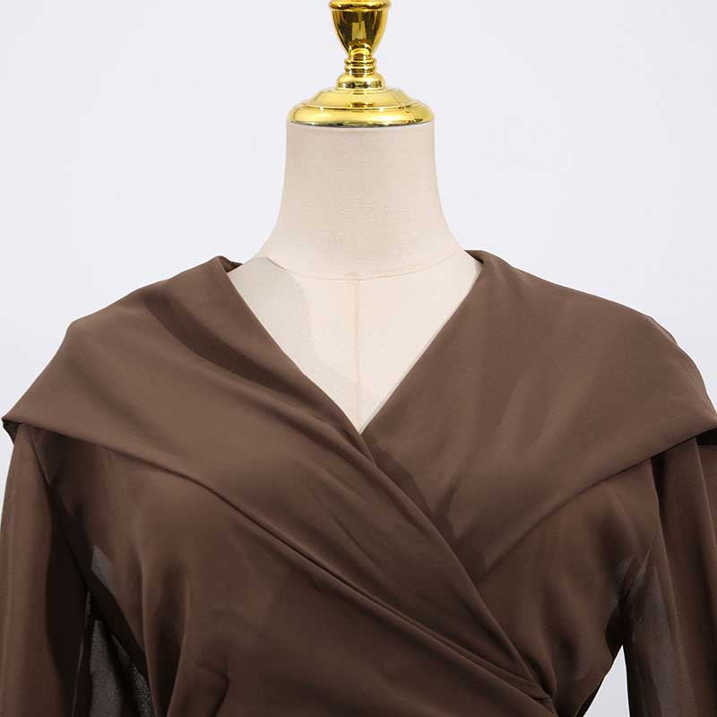 Women's Brown Chic Top With Hoodie and Lace-Up Detail