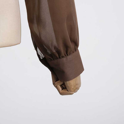 Women's Brown Chic Top With Hoodie and Lace-Up Detail