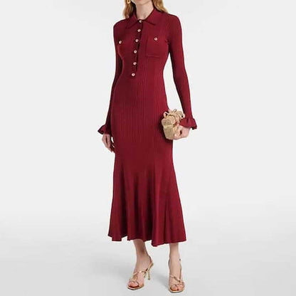 Women's Sweater Dresses Long Sleeve Ribbed knit Dresses