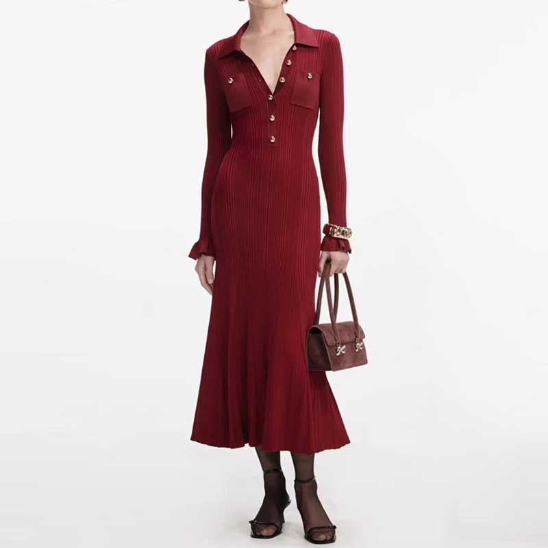 Women's Sweater Dresses Long Sleeve Ribbed knit Dresses