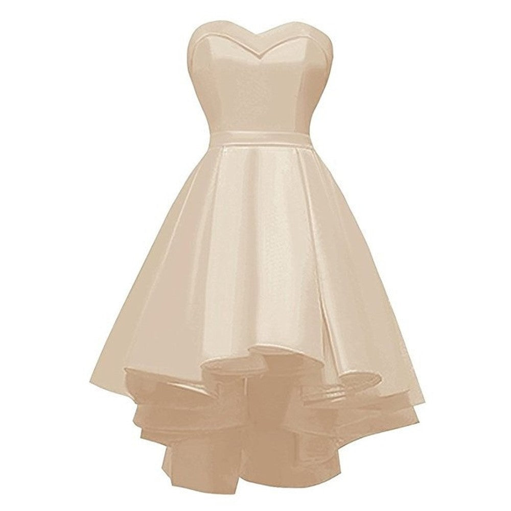 Short Satin Homecoming Dress Strapless Prom Dress Short Party Dress