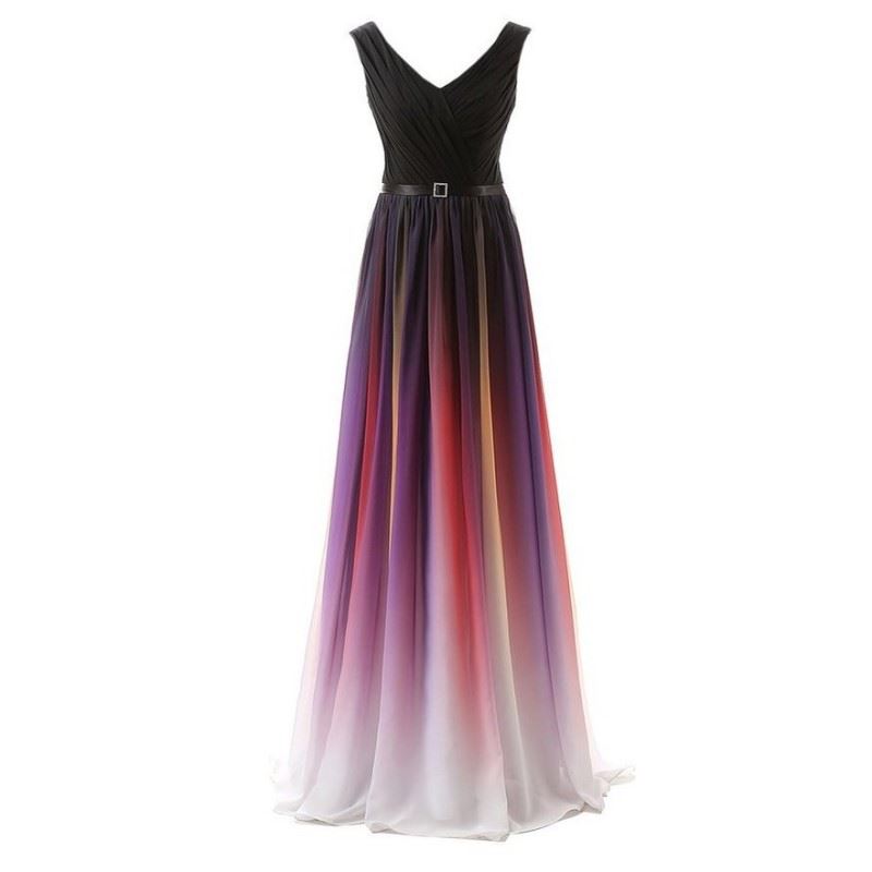 Gradient Prom Dress Chiffon Formal Evening Dress Long Prom Gown