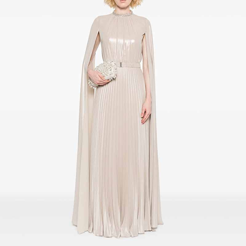 Cape-design Maxi Dress Champagne Prom Dress