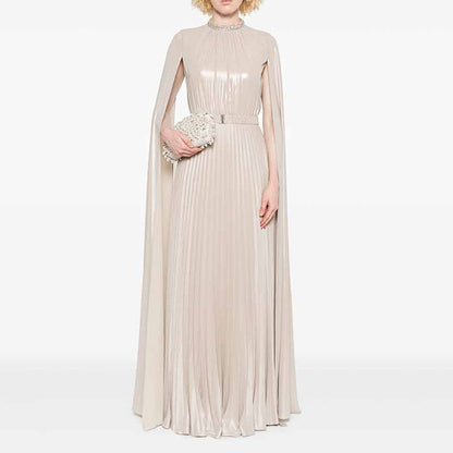 Cape-design Maxi Dress Champagne Prom Dress