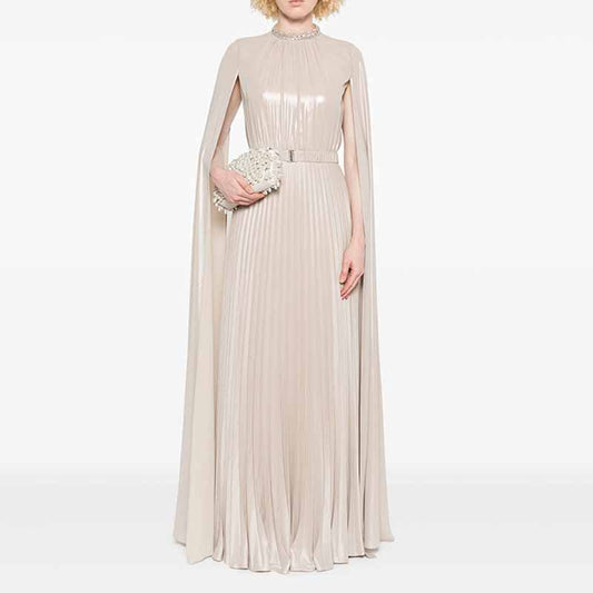 Cape-design Maxi Dress Champagne Prom Dress