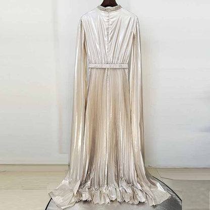 Cape-design Maxi Dress Champagne Prom Dress