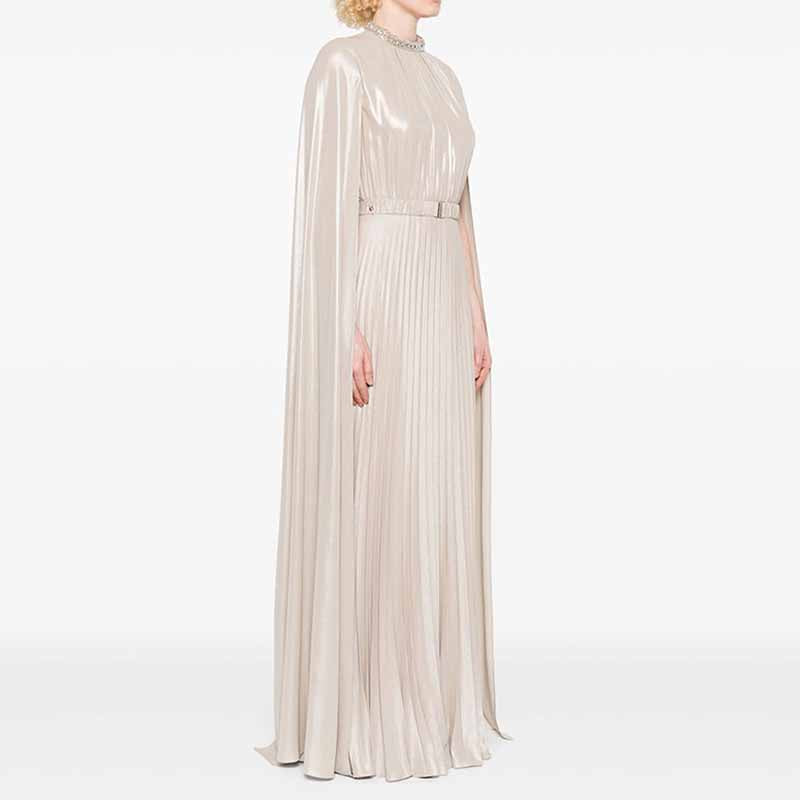 Cape-design Maxi Dress Champagne Prom Dress