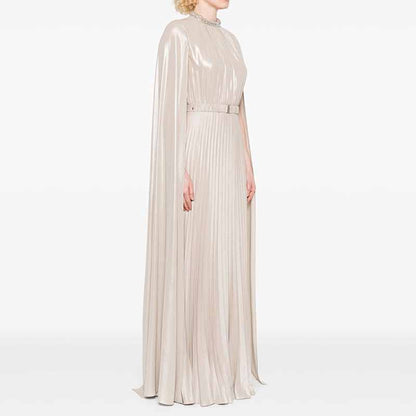 Cape-design Maxi Dress Champagne Prom Dress