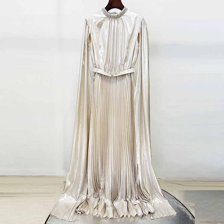 Cape-design Maxi Dress Champagne Prom Dress