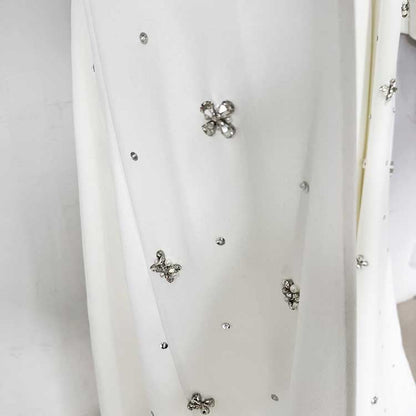 Womens Sequin-Beaded Cape Sleeves Long Formal Dress Wedding Prom Gown