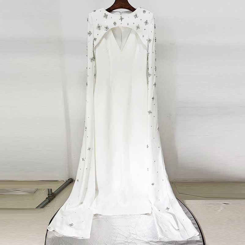 beaded bodice tulle skirt wedding dress Plus-Size Beaded Ball Gown With Cape