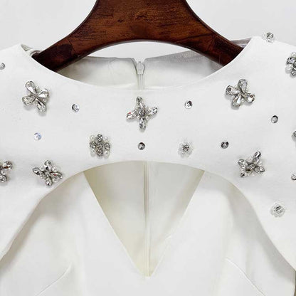 Womens Sequin-Beaded Cape Sleeves Long Formal Dress Wedding Prom Gown