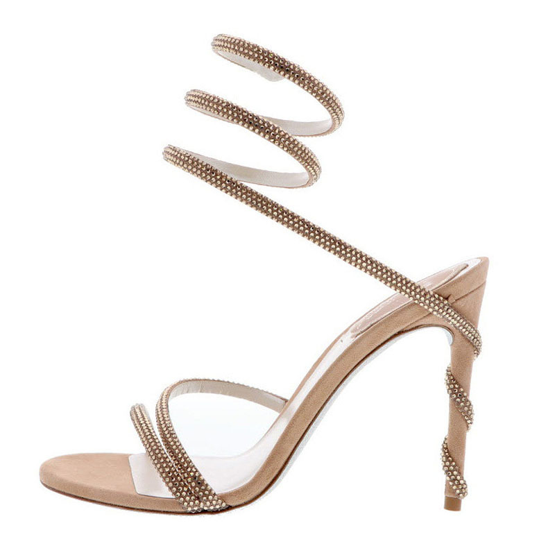 Rhinestone Wrap Heels – Elegant Stiletto Sandals