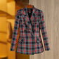 Womens Double Breasted Plaid Work Formal Blazer Jacket