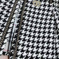 Women's Black and White Checked Cardigan Chic Coat