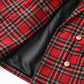 Women Long Sleeve Checked Blazer Coat Red