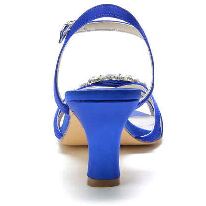 Chic strappy sandals for prom with a stylish heel and sparkling details in blue