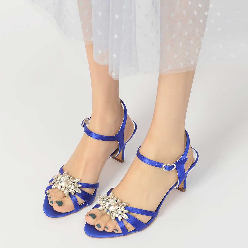 SD Dresscode chic strappy sandals for prom featuring a stylish blue design and jeweled embellishments