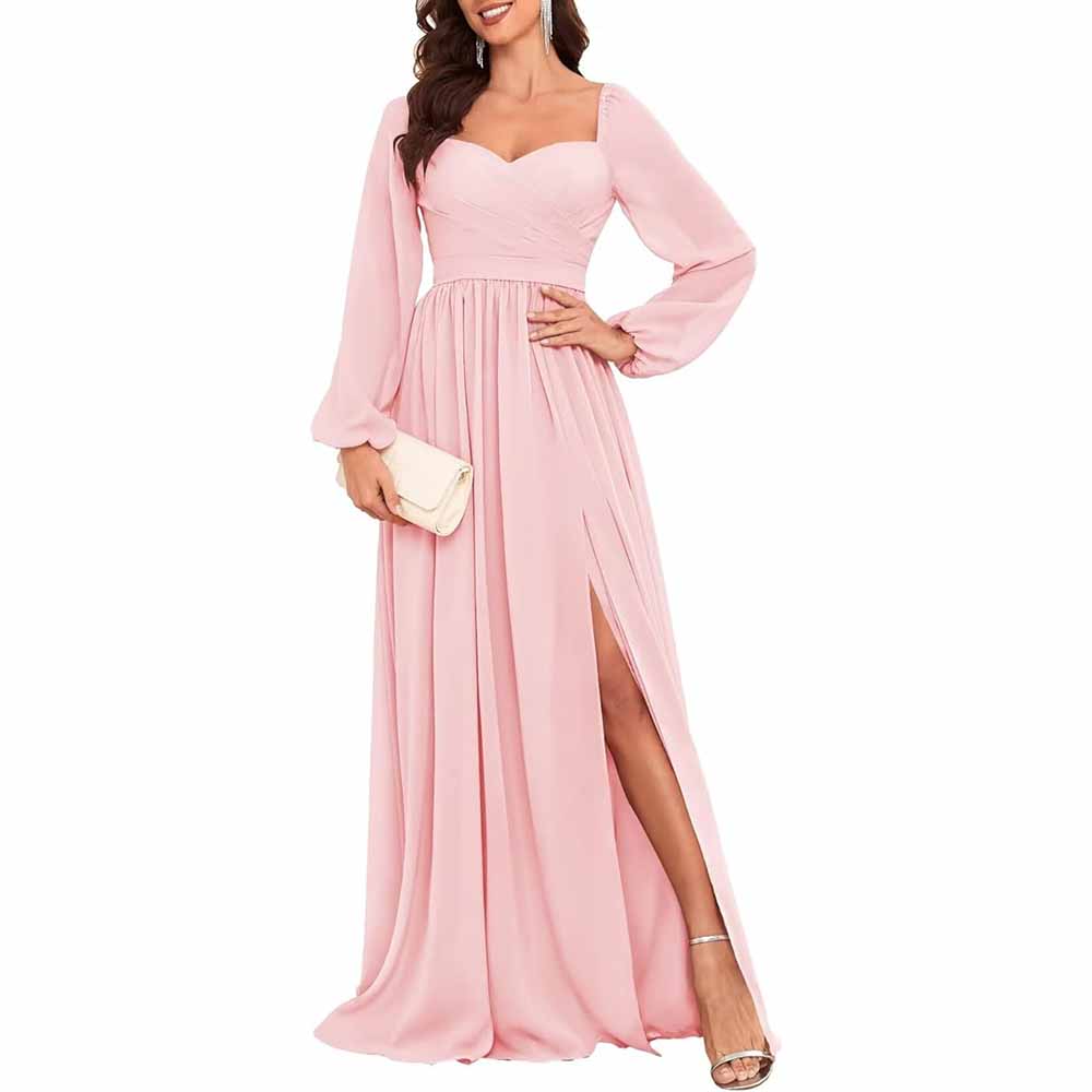 Long Sleeve Bridesmaid Dresses Long Pleated Chiffon Formal Evening Dre SD Dresscode & Fashiontrends Long Sleeve Bridesmaid Dresses Long Pleated Chiffon Formal Evening Dre SD Dresscode & Fashiontrends