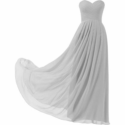 Chiffon Bridesmaid Dresses Long Strapless Ball Gown Wedding Guest Dress A-Line Formal Evening Dress