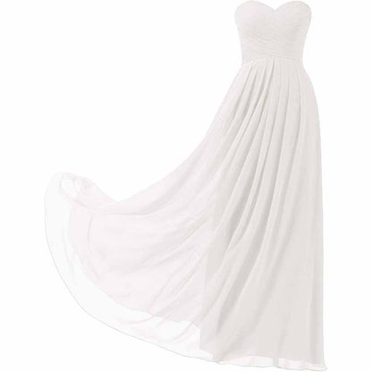 Chiffon Bridesmaid Dresses Long Strapless Ball Gown Wedding Guest Dress A-Line Formal Evening Dress