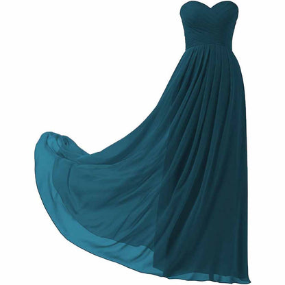 Chiffon Bridesmaid Dresses Long Strapless Ball Gown Wedding Guest Dress A-Line Formal Evening Dress