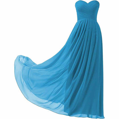 Chiffon Bridesmaid Dresses Long Strapless Ball Gown Wedding Guest Dress A-Line Formal Evening Dress